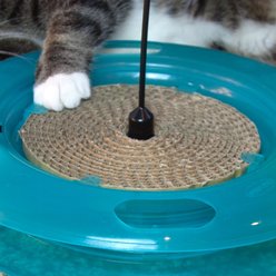 Kitty City Swat Track Feather Scratch Pad with Ball Track Cat Toy, Aqua slide 2 of 9