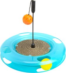 Kitty City Swat Track Feather Scratch Pad with Ball Track Cat Toy, Aqua
