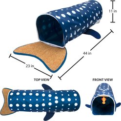 Kitty City Hanging Whale Shark Tunnel Polyester Scratcher Cat Toy with Catnip, Blue slide 2 of 6
