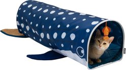 Kitty City Hanging Whale Shark Tunnel Polyester Scratcher Cat Toy with Catnip, Blue