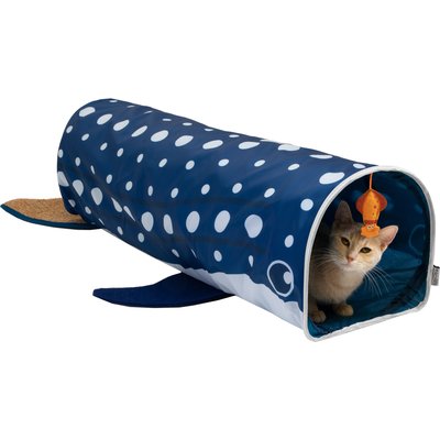 Kitty City Kitty City Hanging Whale Shark Tunnel Polyester Scratcher Cat Toy with Catnip, Blue