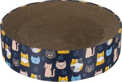 Kitty City Corrugated Cardboard Round Bed Scratcher Cat Toy with Catnip, Blue