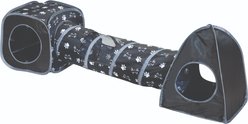Etna Kitty Pop Up Cat Tunnel Toy with 2 Tents, Black/White, 63 x 21 x 15-in