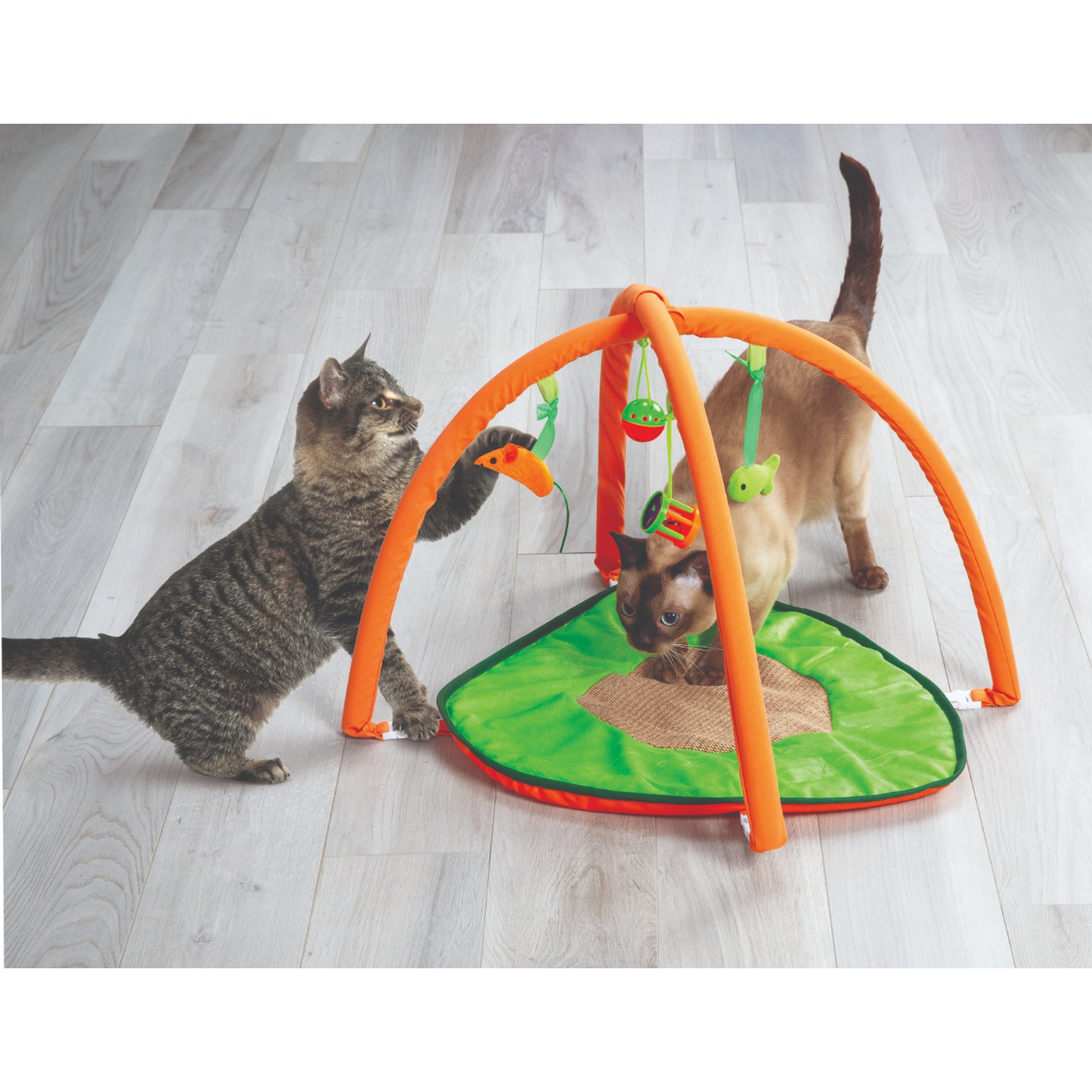 Etna Deluxe Kitty Activity Center Cat Hanging Scratcher Toy, Multicolor, 18.5 x 22.5 x 16.5-in