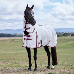 WeatherBeeta ComFiTec Essential Horse Fly Sheet Combo, White/Burgundy, 72-in