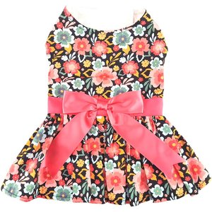 Doggie Design Blooming Blue & Peach Floral Dog Dress, Medium
