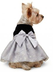 Doggie Design Black Velvet Dog Dress with Gray Snowflake Skirt, X-Small slide 2 of 4