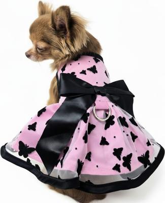 Show full view: Doggie Design All Aflutter Dog Dress, Pink/Black, Large slide 2 of 4