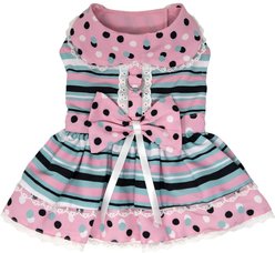 Doggie Design Dots & Stripes Dog Dress, Pink/Teal, X-Large