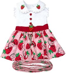 Doggie Design Strawberry Picnic Dog Dress, X-Large