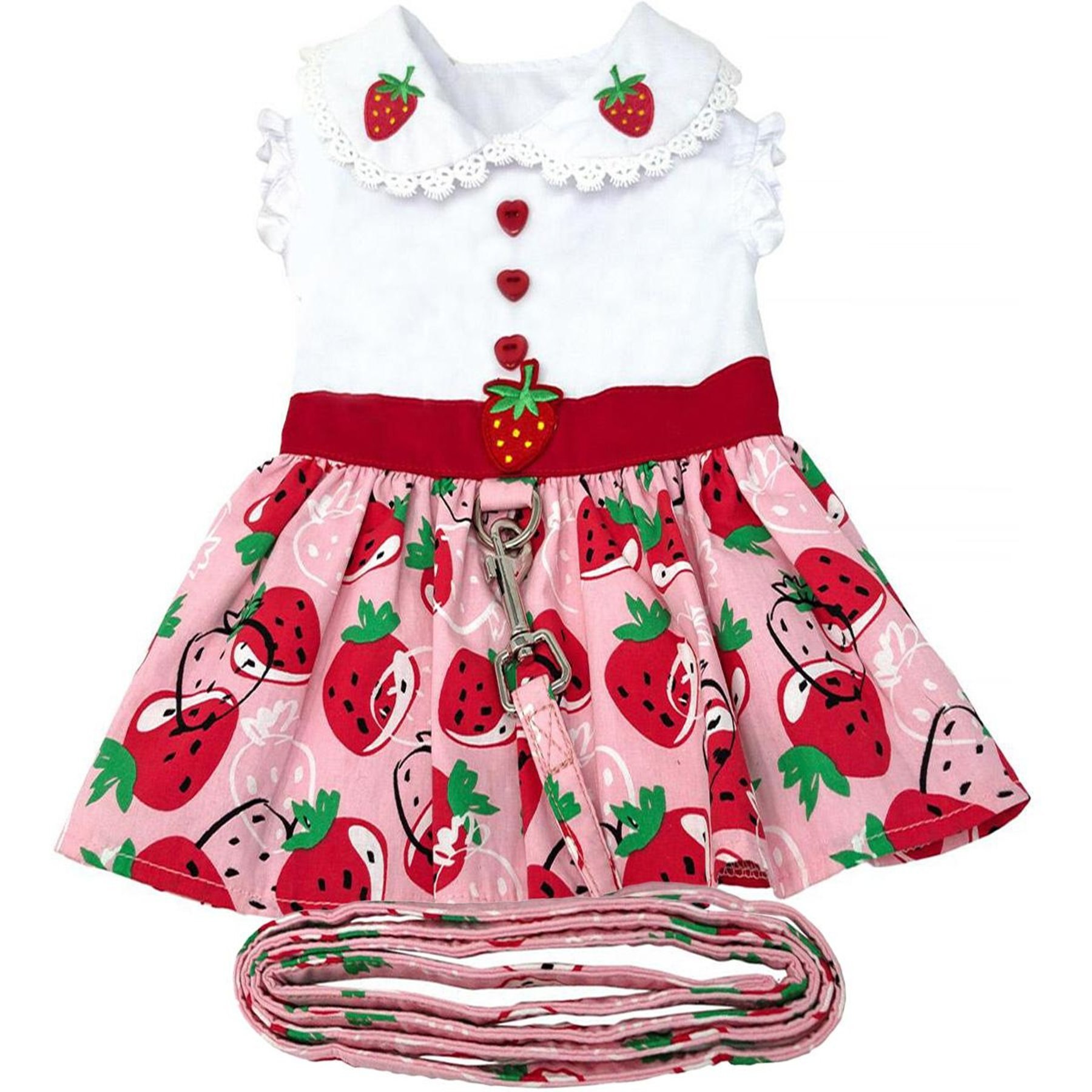 Doggie Design Strawberry Picnic Dog Dress, X-Small