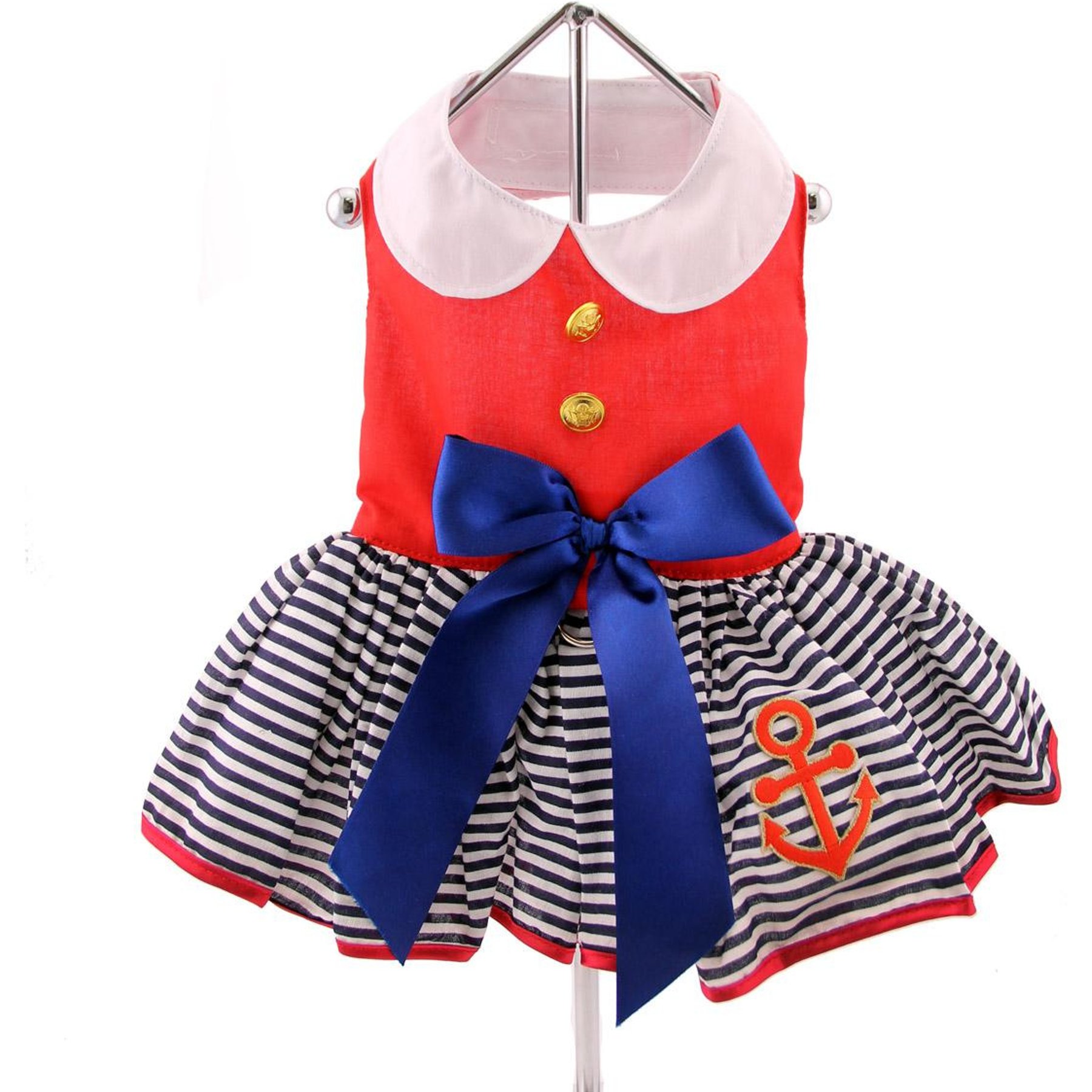Doggie Design Sailor Girl Dress, Red, Medium