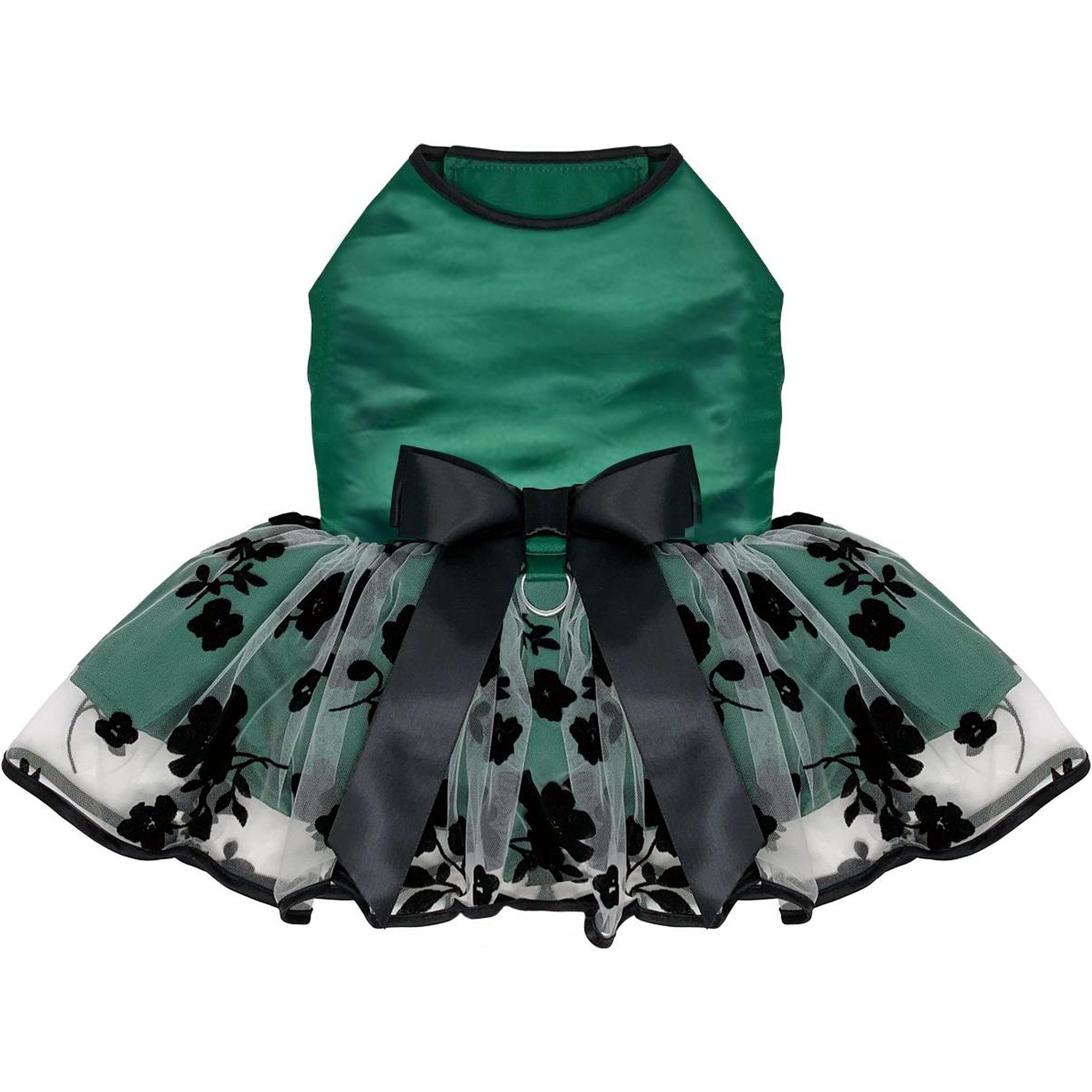 Doggie Design Green & Black Satin Dog Dress, X-Large