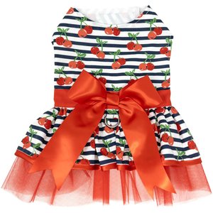 Doggie Design Cherry Stripe Dog Dress, Red, Medium