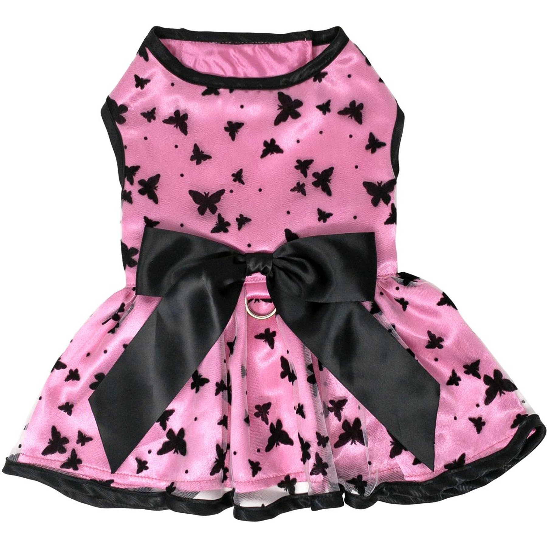 Doggie Design All Aflutter Dog Dress, Pink/Black, Large