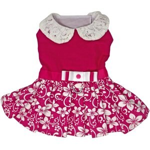 Doggie Design Pink Hibiscus Dog Dress, Large