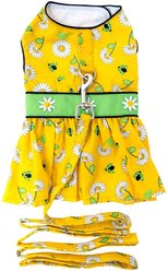 Doggie Design Ladybugs & Daisies Dog Dress, Yellow, Small