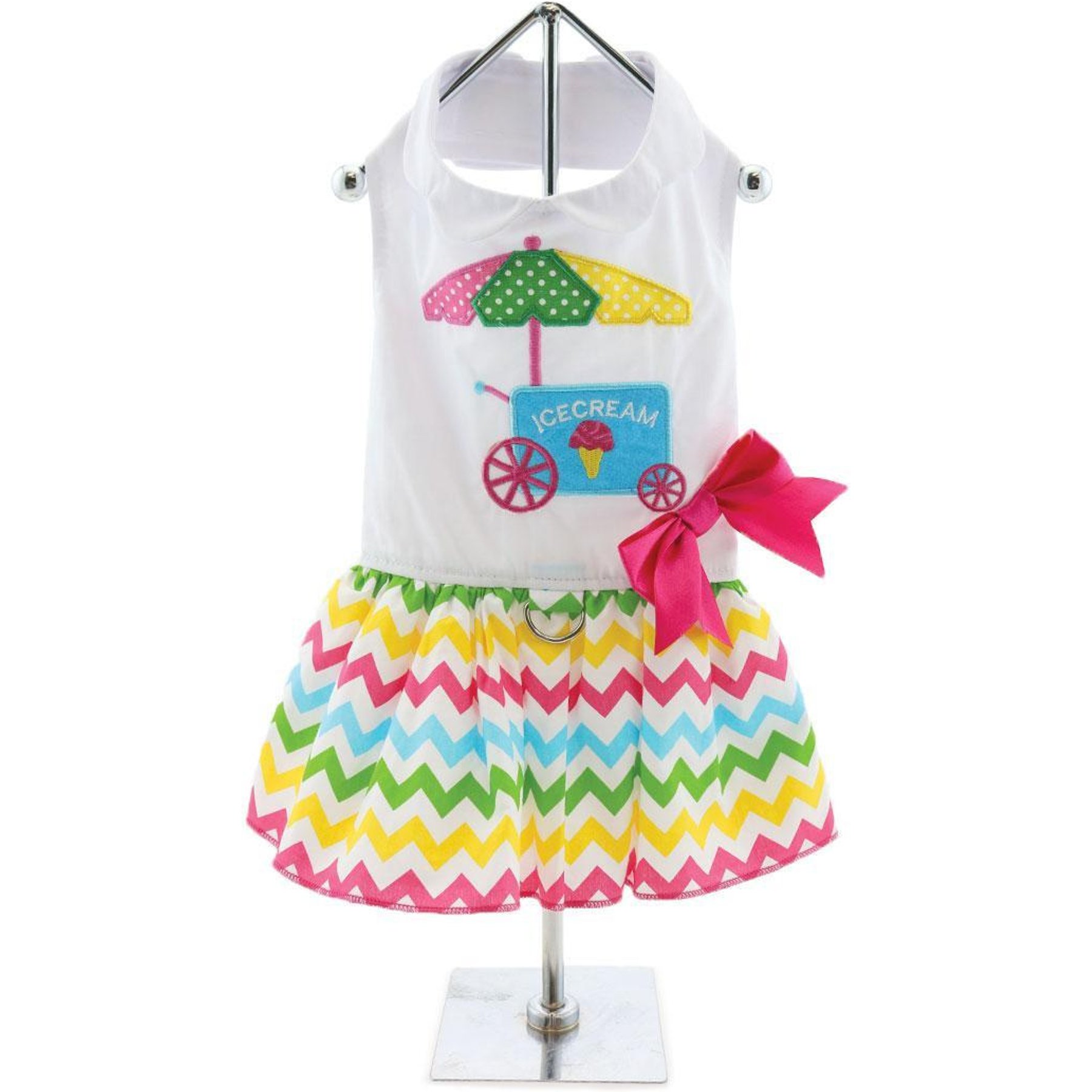 Doggie Design Ice Cream Cart Dress, White, X-Large