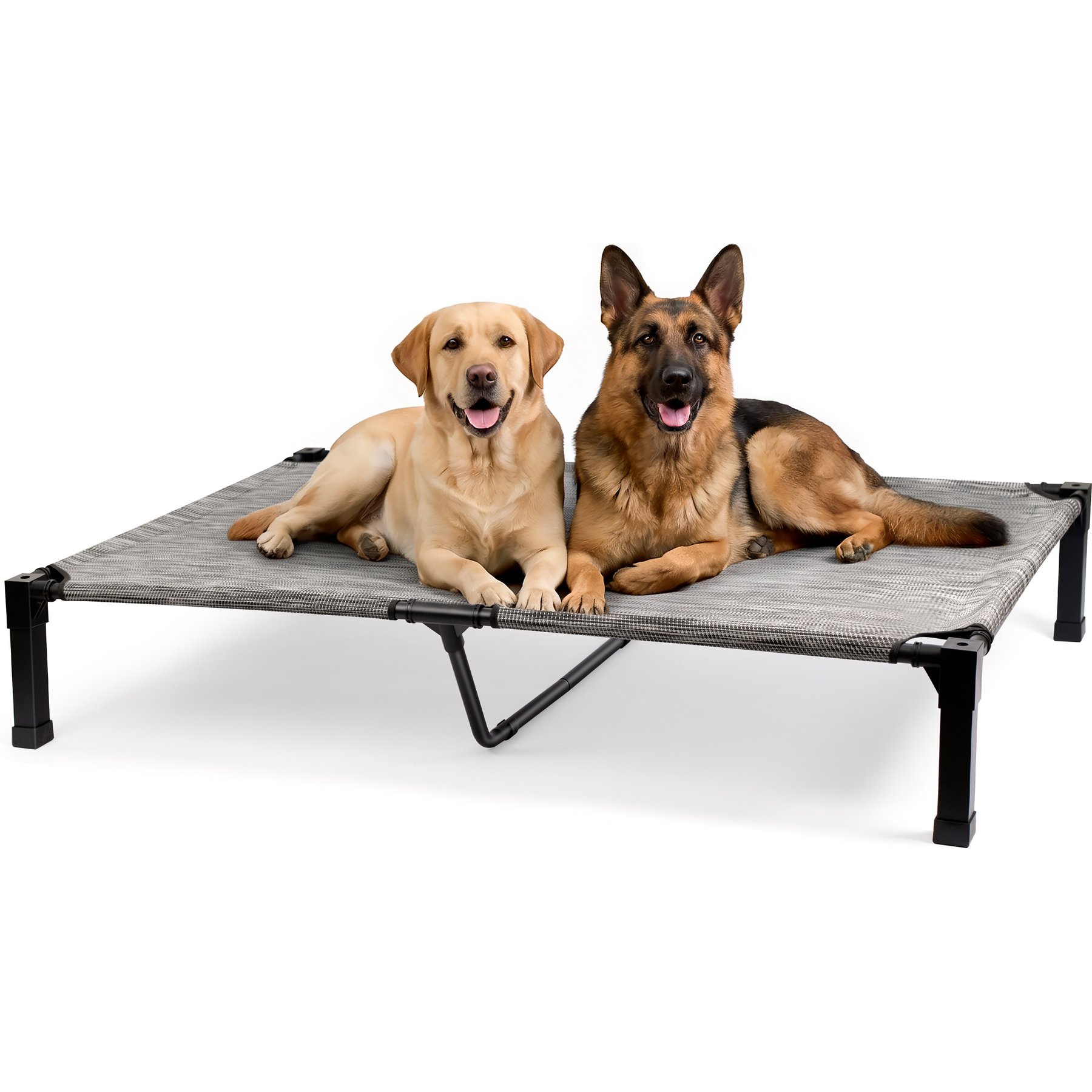 Niubya Metal Frame Elevated Cooling Dog Bed, Black Silver, 60 x 36 x 9.3-in