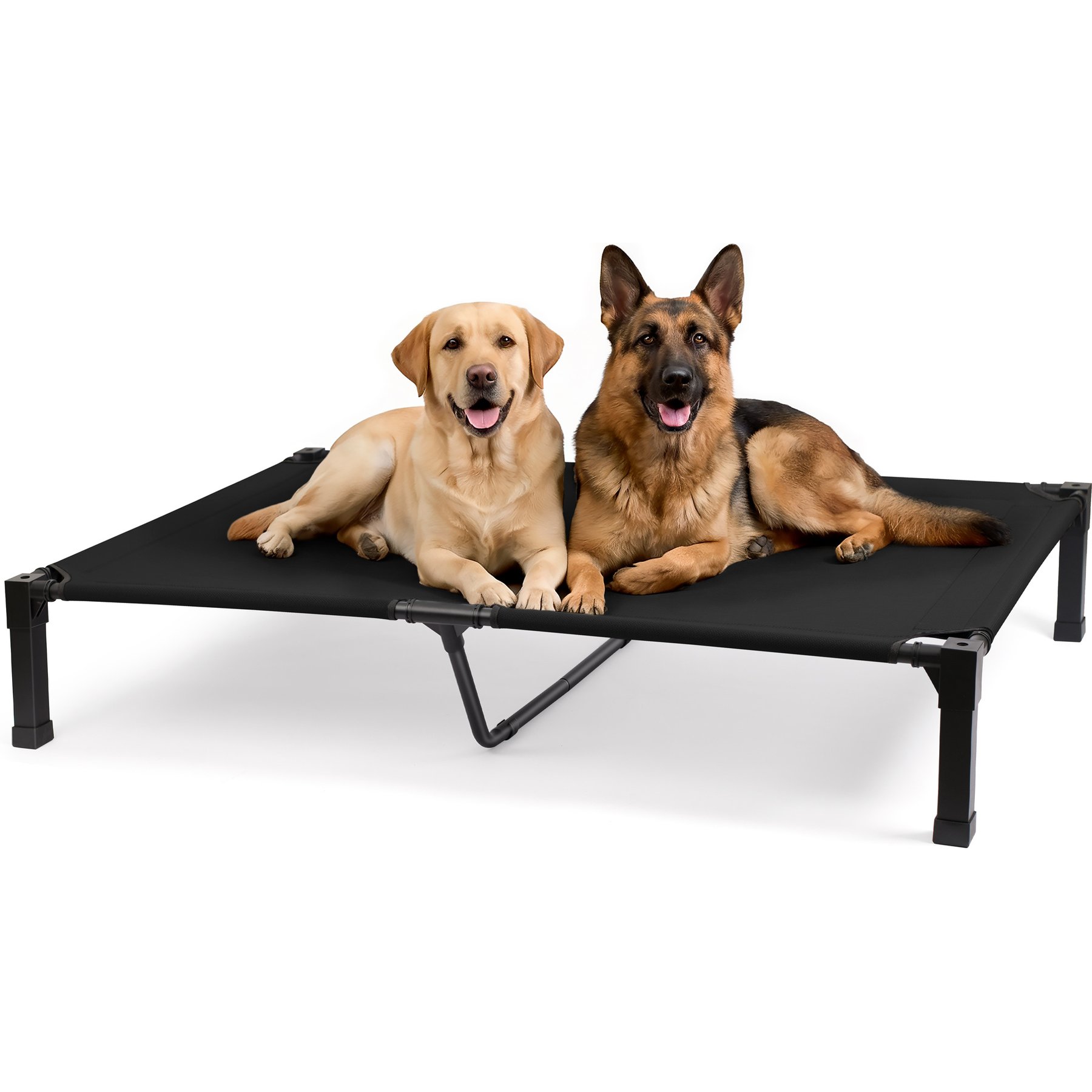 Niubya Metal Frame Elevated Cooling Dog Bed, Black, 60 x 36 x 9.3-in