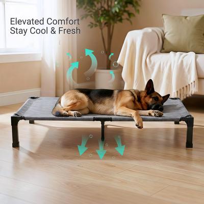 Show full view: Niubya Metal Frame Elevated Cooling Dog Bed, Black Silver, 60 x 36 x 9.3-in slide 5 of 7