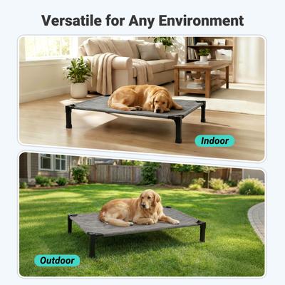 Show full view: Niubya Metal Frame Elevated Cooling Dog Bed, Black Silver, 60 x 36 x 9.3-in slide 6 of 7