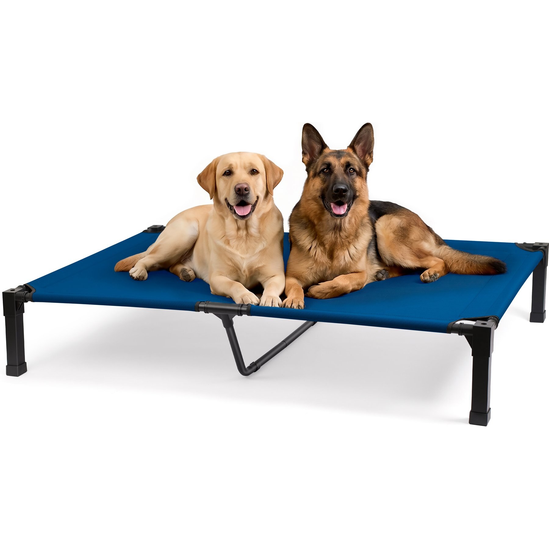 Niubya Metal Frame Elevated Cooling Dog Bed, Navy, 60 x 36 x 9.3-in