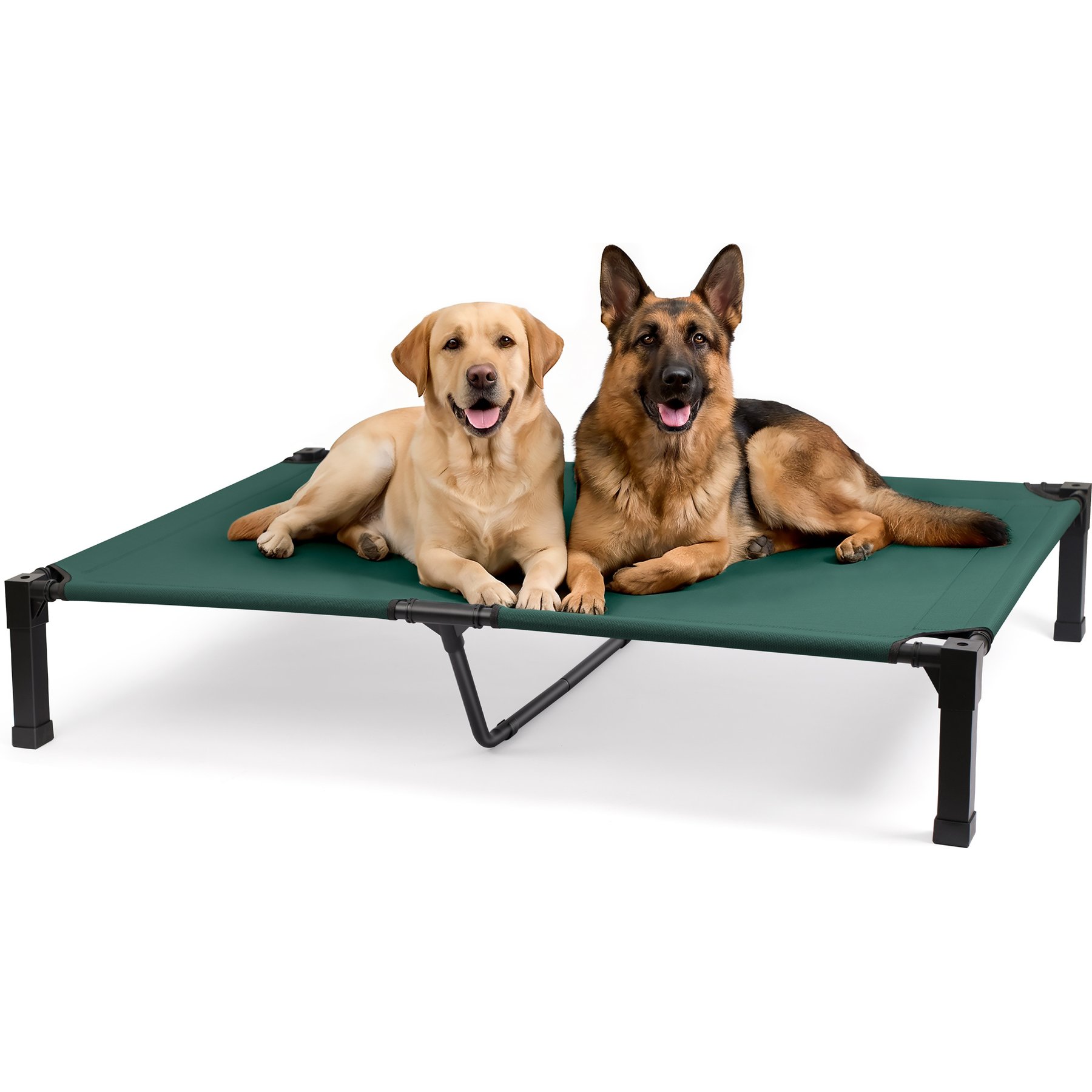 Niubya Metal Frame Elevated Cooling Dog Bed, Green, 60 x 36 x 9.3-in