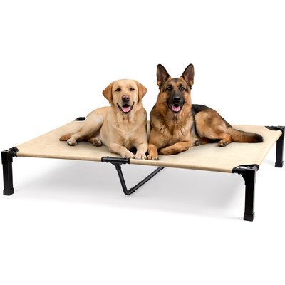 Niubya Niubya Metal Frame Elevated Cooling Dog Bed, Beige, 60 x 36 x 9.3-in