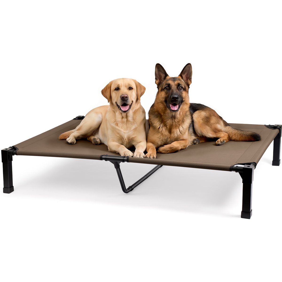 Niubya Metal Frame Elevated Cooling Dog Bed, Brown, 60 x 36 x 9.3-in