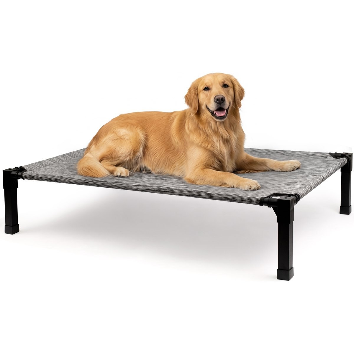 Niubya Metal Frame Elevated Cooling Dog Bed, Black Silver, 51 x 36 x 9.3-in