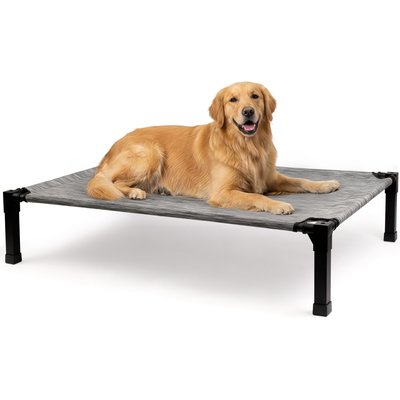 Niubya Niubya Metal Frame Elevated Cooling Dog Bed, Black Silver, 51 x 36 x 9.3-in