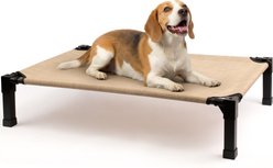 Niubya Metal Frame Elevated Cooling Dog Bed, Beige, 42 x 30 x 8.4-in
