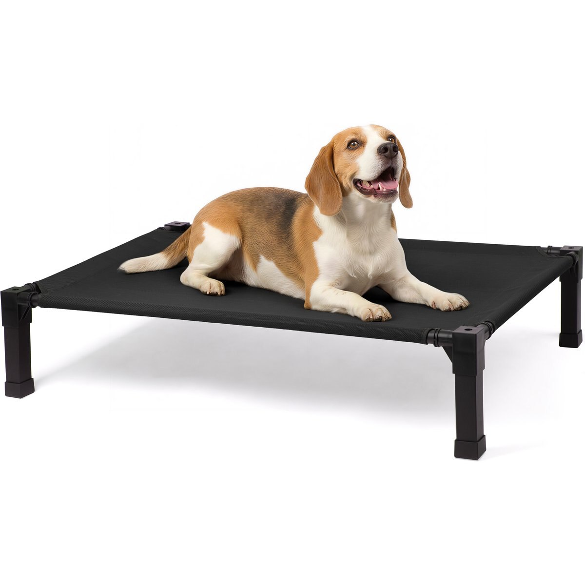 Niubya Metal Frame Elevated Cooling Dog Bed, Black, 42 x 30 x 8.4-in