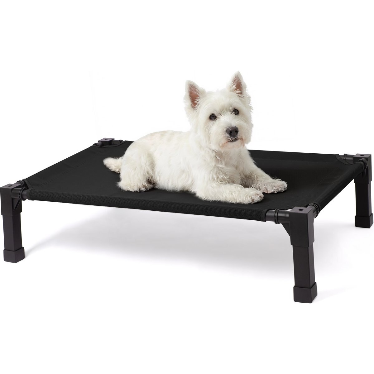 Niubya Metal Frame Elevated Cooling Dog Bed, Black, 35 x 25 x 7.4-in
