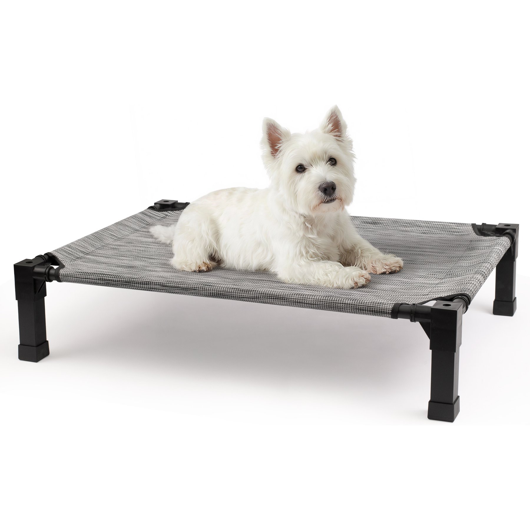 Niubya Metal Frame Elevated Cooling Dog Bed, Black Silver, 35 x 25 x 7.4-in