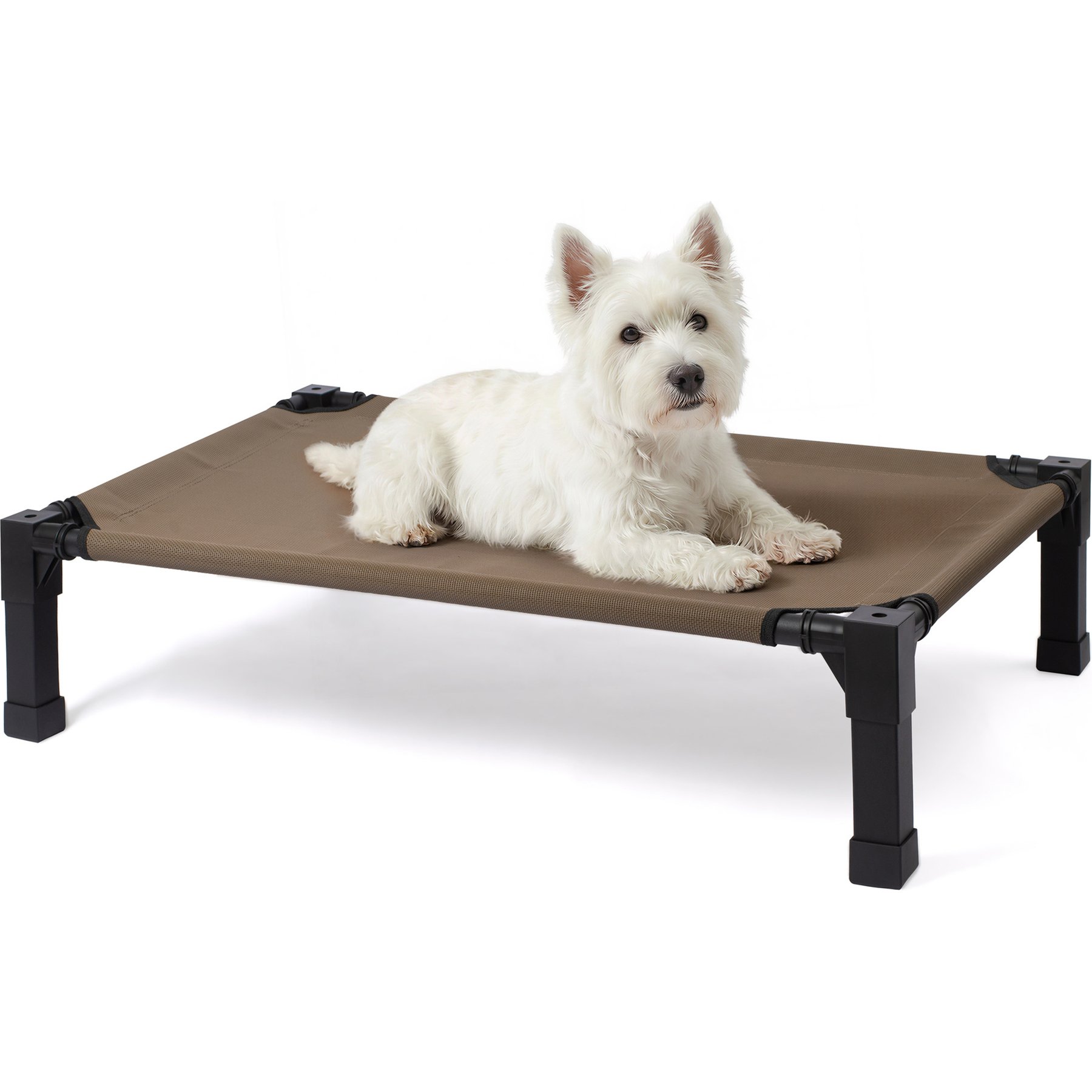 Niubya Metal Frame Elevated Cooling Dog Bed, Brown, 35 x 25 x 7.4-in