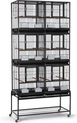 Prevue Pet Products Hampton Deluxe Divided Flight 3 Stack Bird Cage with Rolling Stand, Black