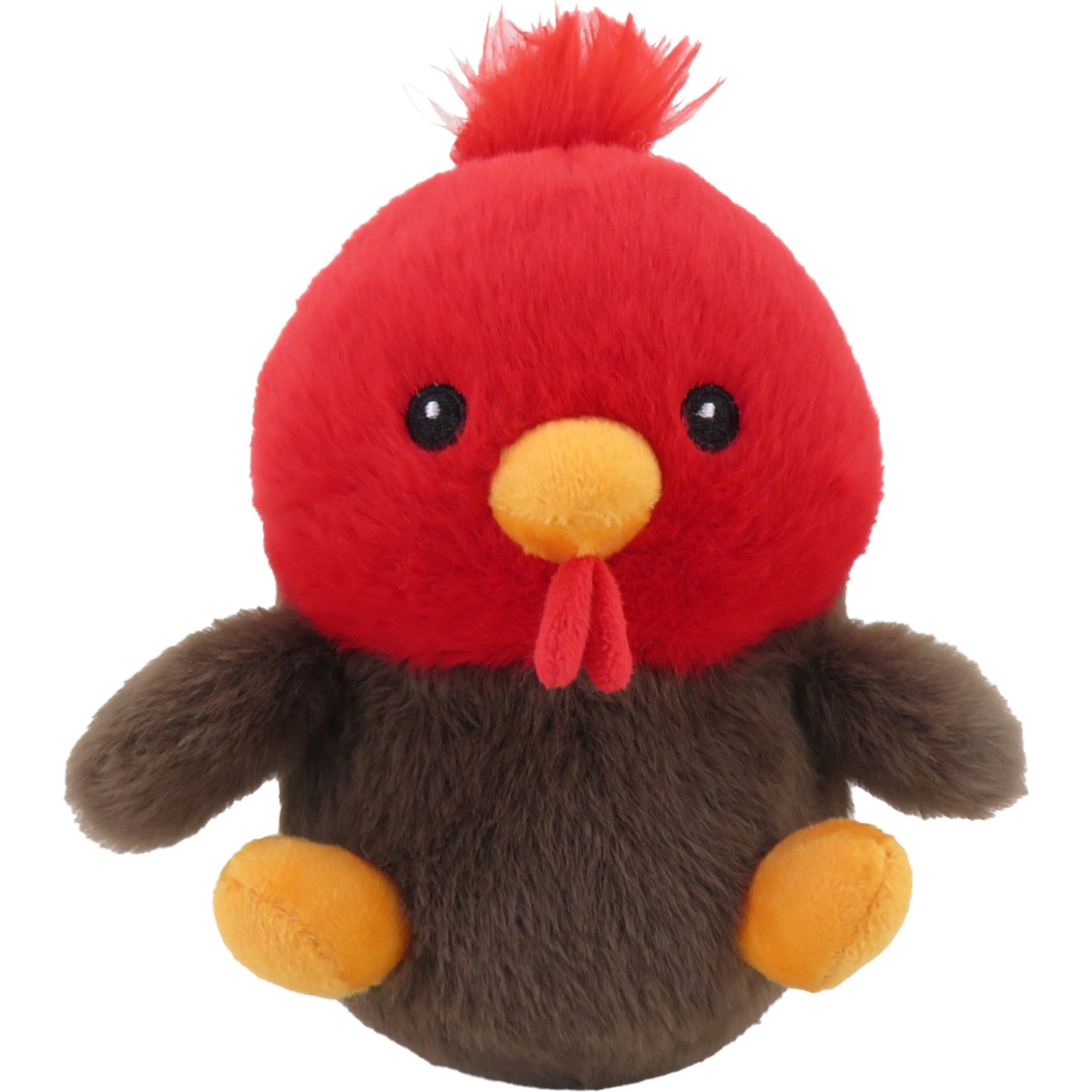 Linzy Toys Chubby Buddies Turkey Squeaky Plush Dog Toy, Red/Brown, 7-in