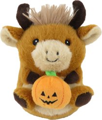 Linzy Toys Chubby Buddies Highland Cow Squeaky Plush Dog Toy, Brown, 7-in