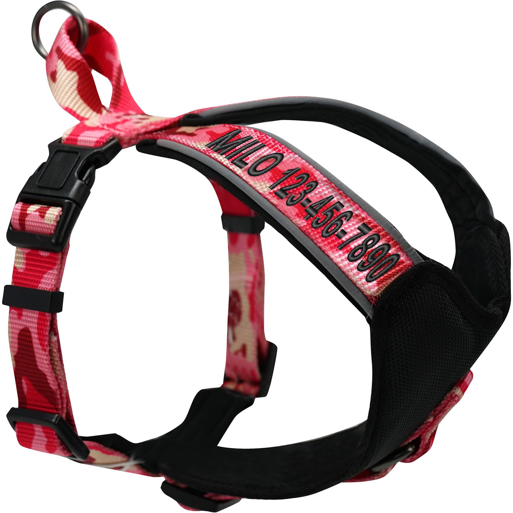 Pawtitas Personalized Reflective Dog Harness, Pink Camo, X-Small: 14 to 17-in chest
