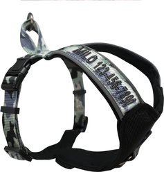 Pawtitas Personalized Reflective Dog Harness, Grey Camo, X-Small: 15 to 18-in chest