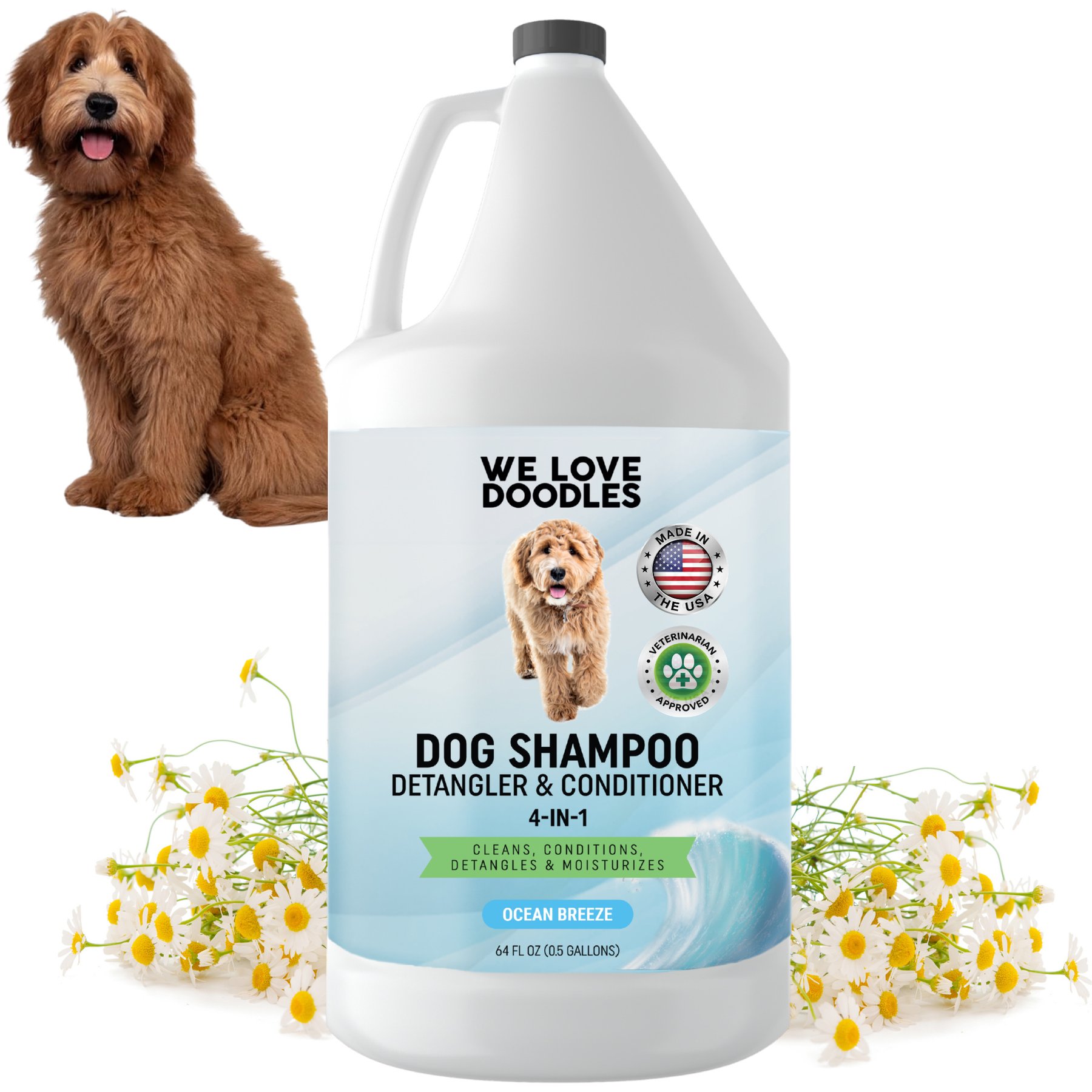 We Love Doodles 4-in-1 Detangler Ocean Breeze Scent Dog Shampoo, 64-fl oz bottle