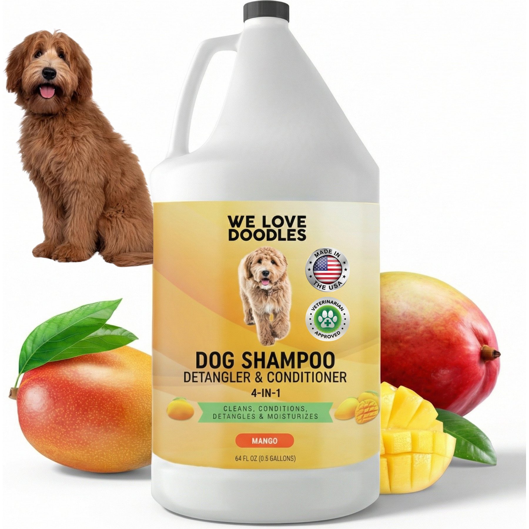 We Love Doodles 4-in-1 Detangler Mango Scent Dog Shampoo, 64-fl oz bottle