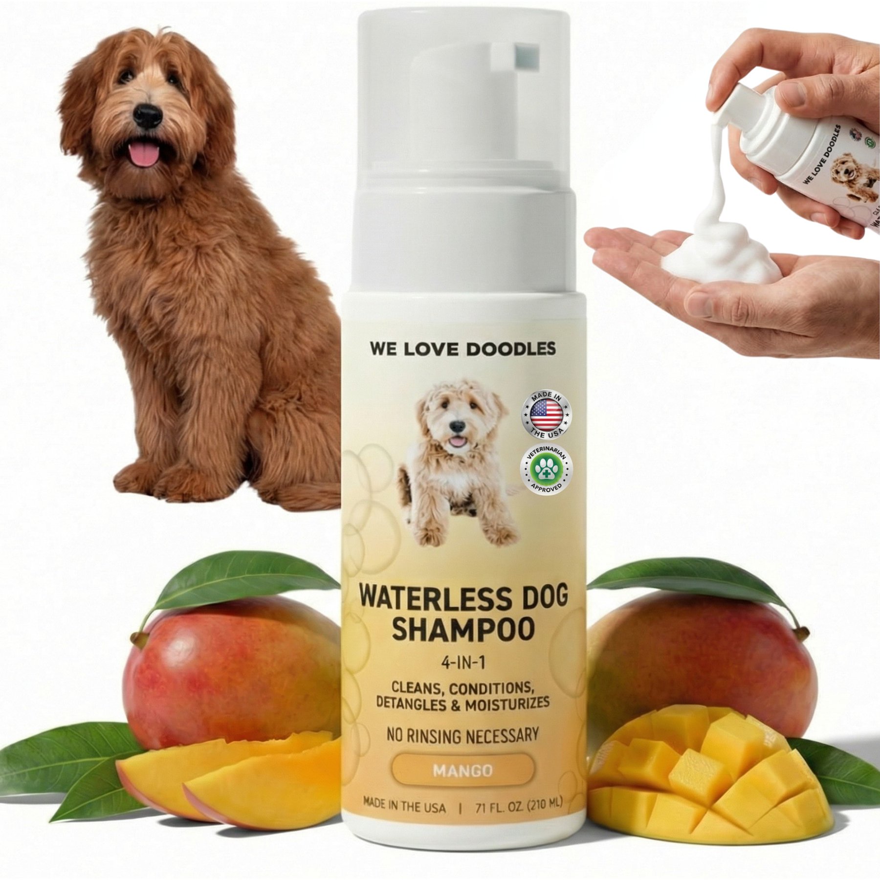 We Love Doodles Waterless Mango Scent Dog Shampoo, 7.1-fl oz bottle