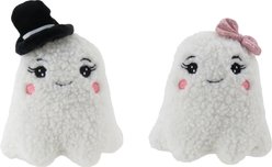 Linzy Toys Mr & Mrs Ghosts Squeaky Plush Dog Toy, White, 5-in, 2 count