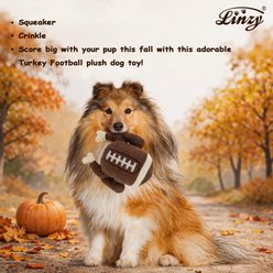 Linzy Toys Turkey Football Squeaky Plush Dog Toy, Brown, 9-in slide 2 of 5