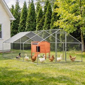 FunXplore Outside Duck Coop with Pull Out Tray, Orange, 41.2 x 27.6 x 39.2-in