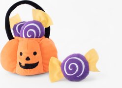 ZippyPaws Zippy Burrow Trick-or-Treat Basket Squeaky Plush Dog Toy, Multicolor