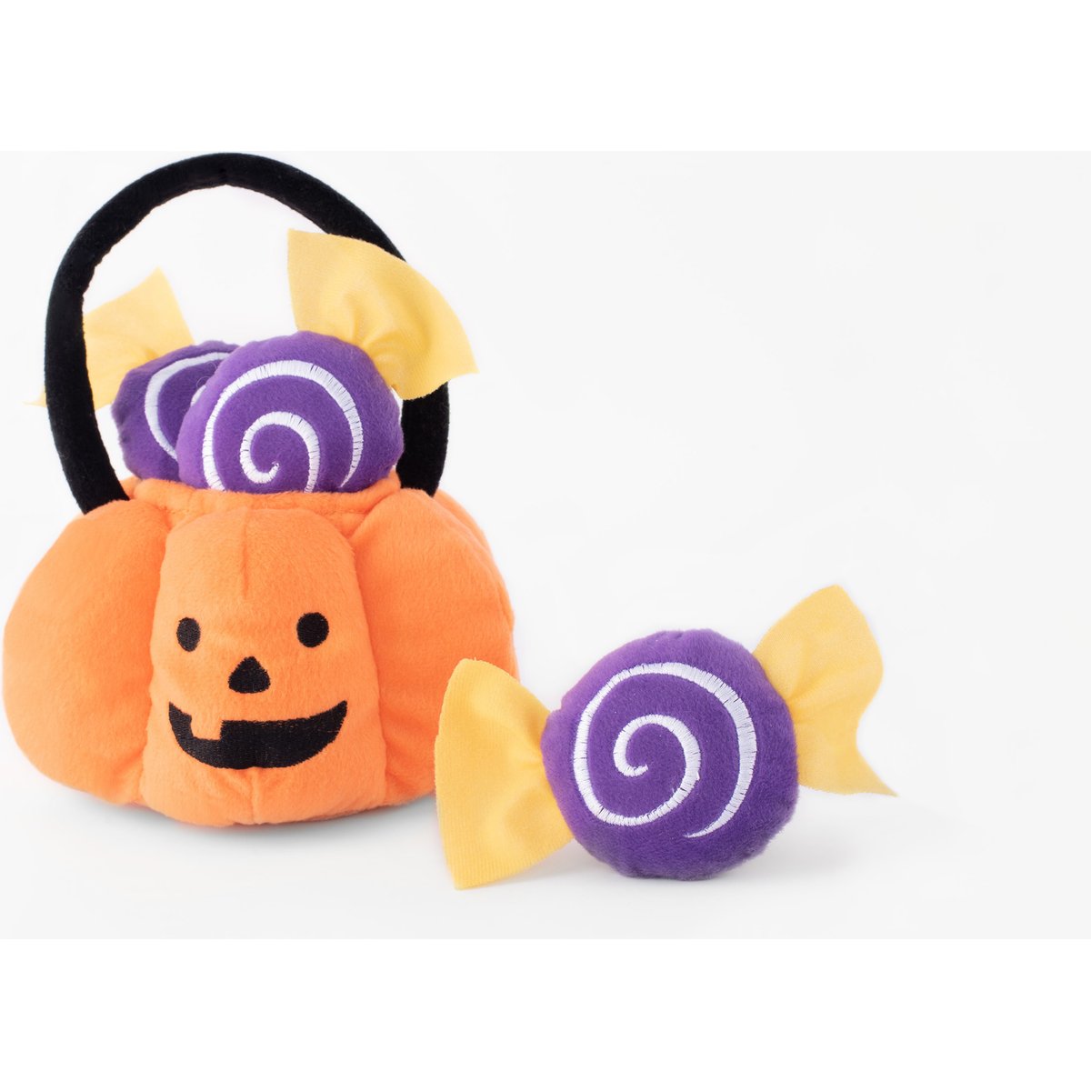 ZippyPaws Zippy Burrow Trick-or-Treat Basket Squeaky Plush Dog Toy, Multicolor